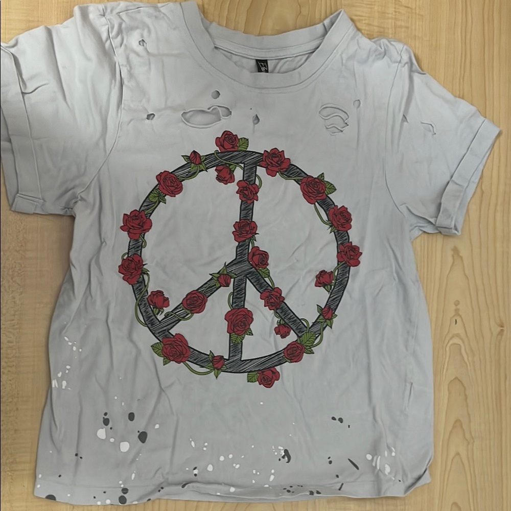 Gray Peace Sign Kids Shirt